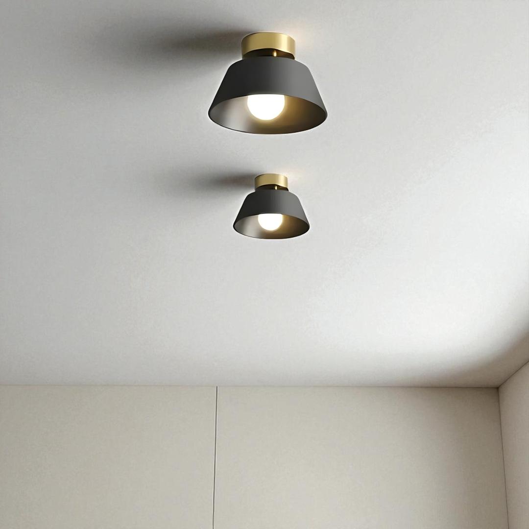 Okrągła Żelazna Lampa Sufitowa | Złota Podsufitka
