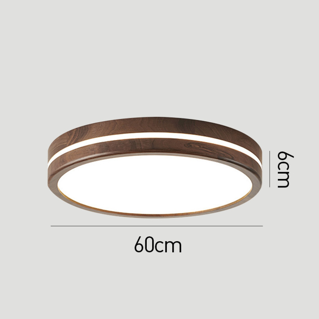 Okrągła Drewniana Lampa Sufitowa Z Naturalnym Wykończeniem