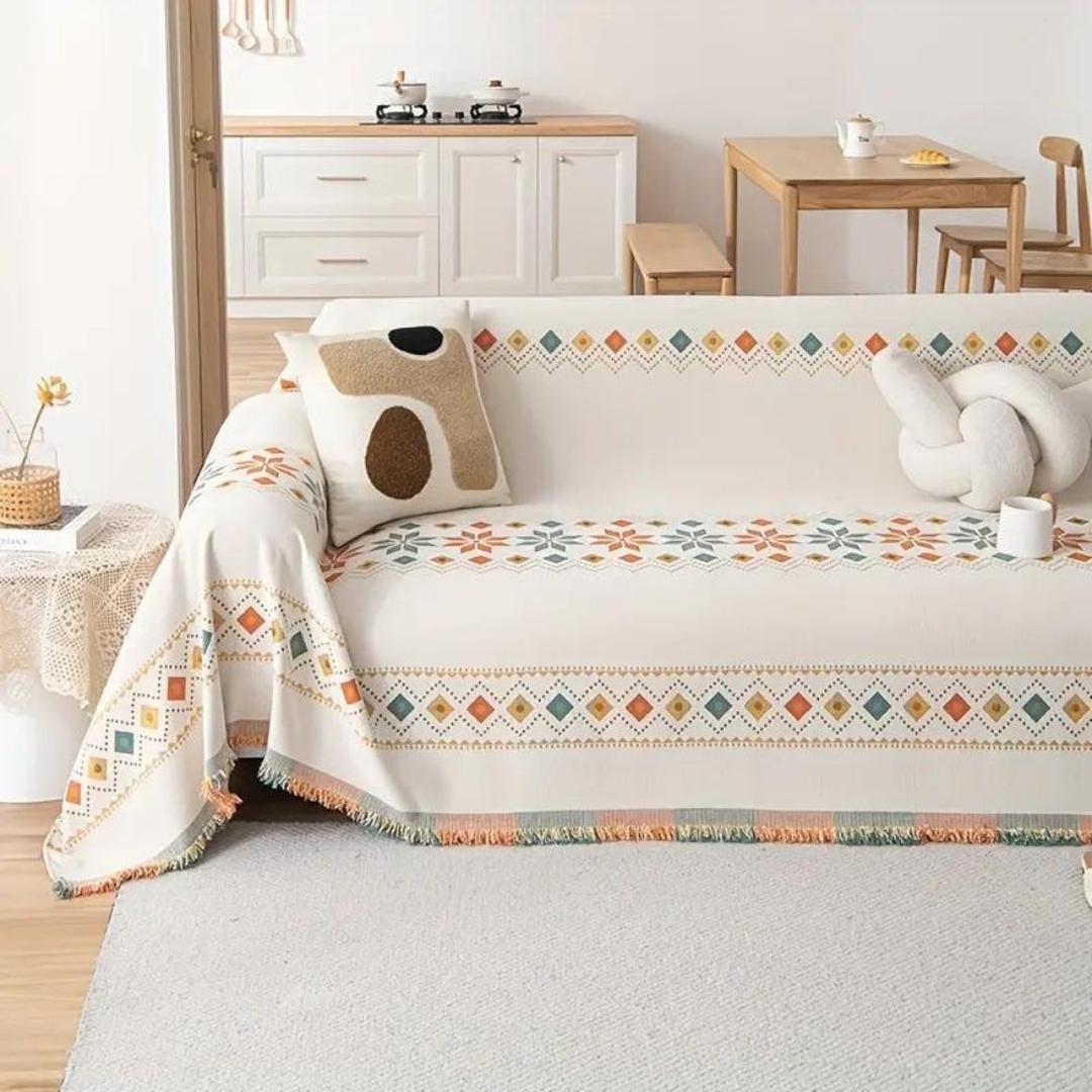 Szykowny Pokrowiec Na Sofę Boho | Z Detalami Frędzli