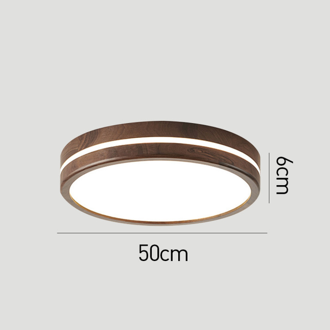 Okrągła Drewniana Lampa Sufitowa Z Naturalnym Wykończeniem