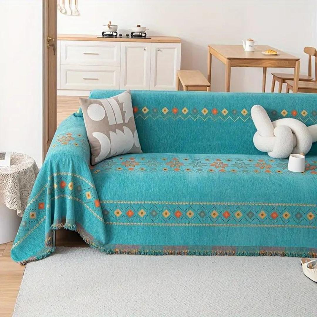 Szykowny Pokrowiec Na Sofę Boho | Z Detalami Frędzli