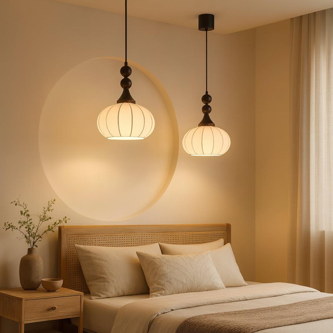 Lampa Wisząca Z Abażurem Z Tkaniny Jedwabnej | Regulowana