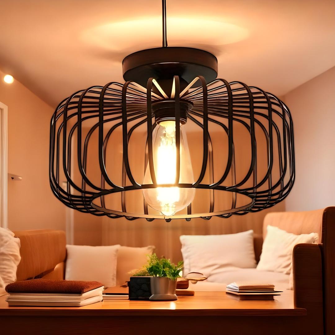 Lampa Sufitowa W Stylu Klatki | Czarna