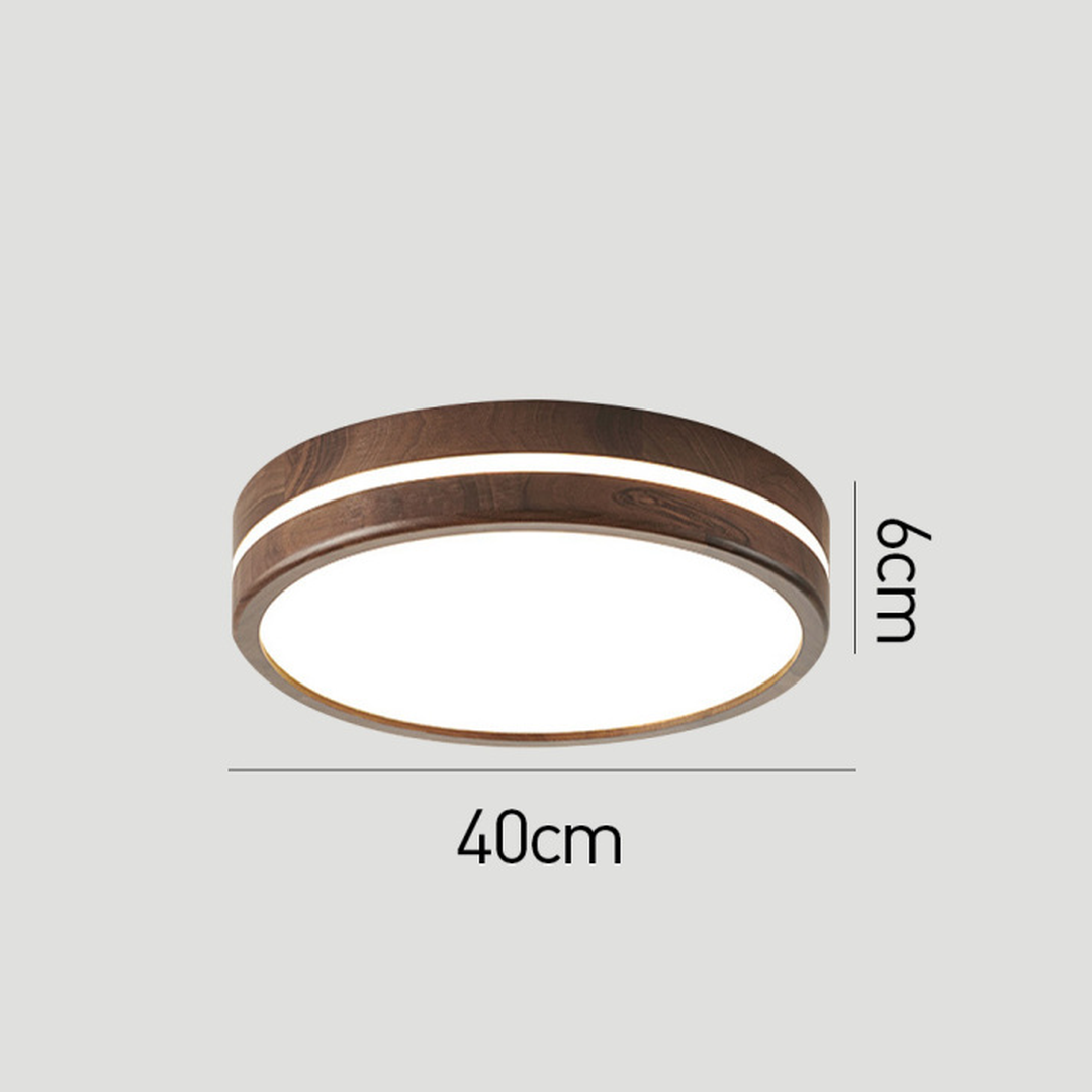 Okrągła Drewniana Lampa Sufitowa Z Naturalnym Wykończeniem