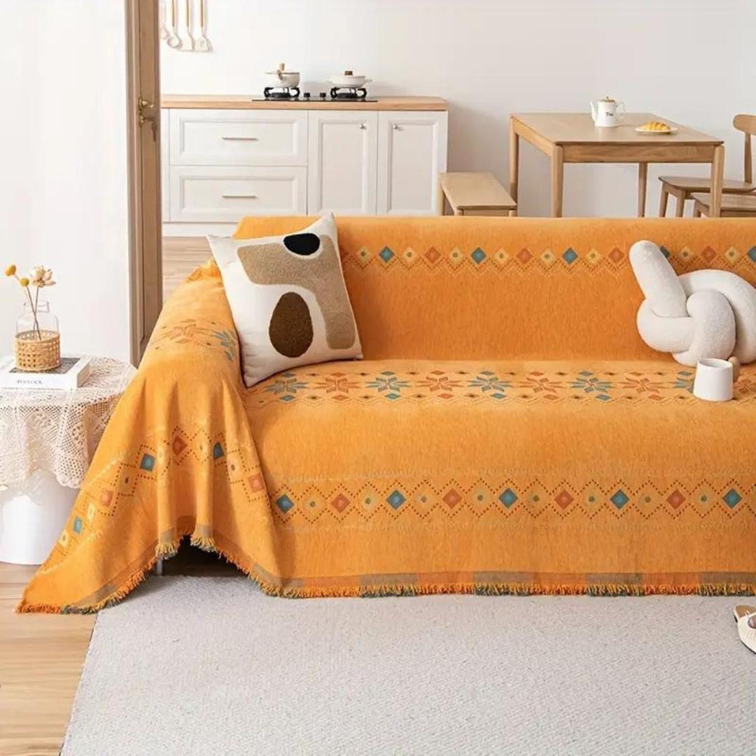 Szykowny Pokrowiec Na Sofę Boho | Z Detalami Frędzli