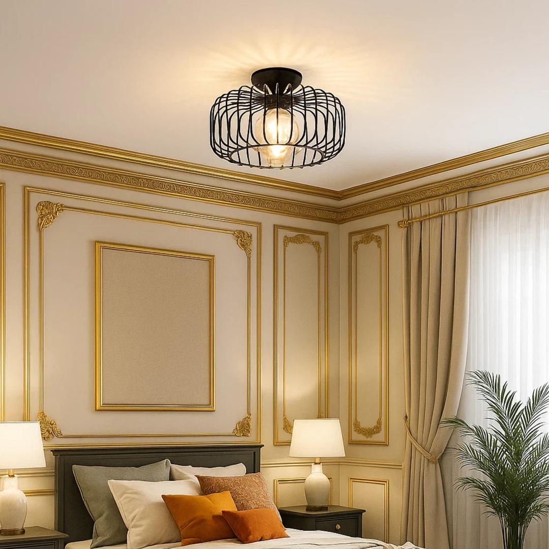 Lampa Sufitowa W Stylu Klatki | Czarna