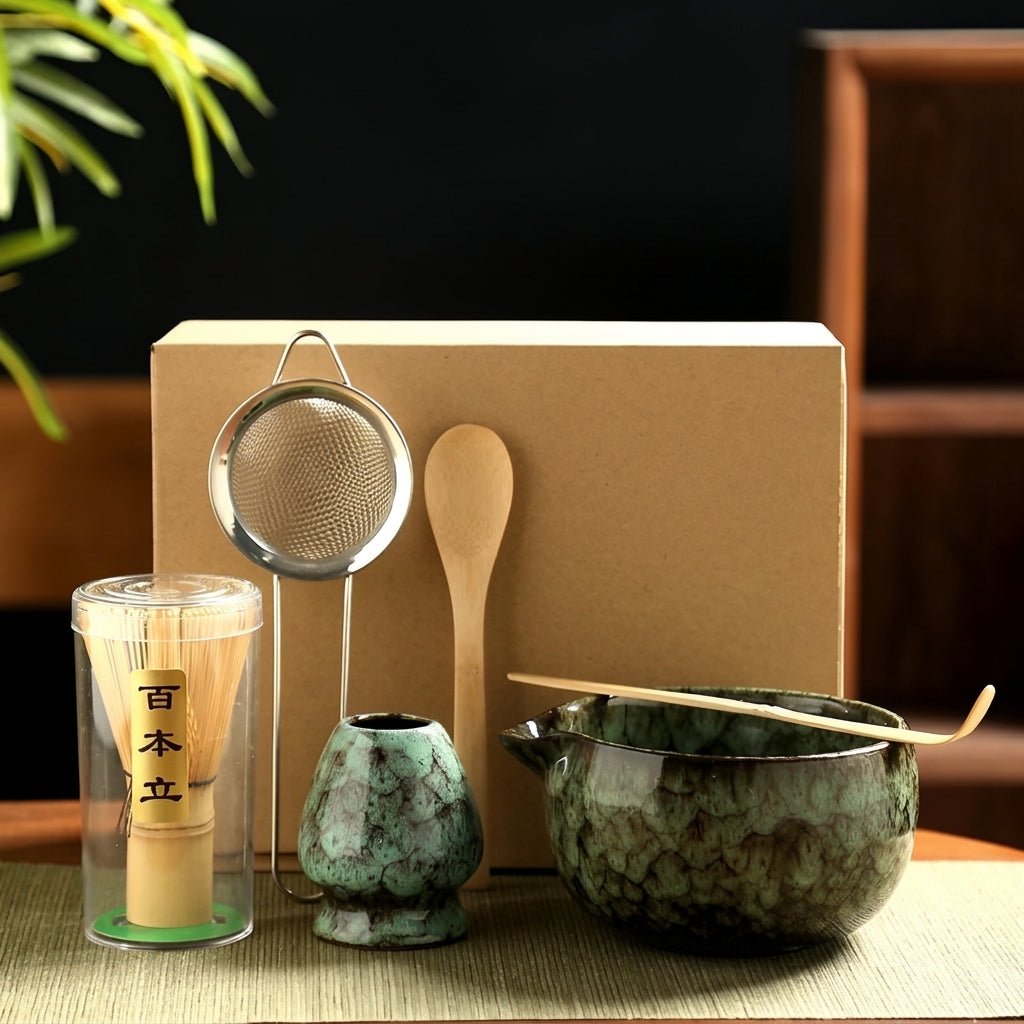 Japoński Zestaw do Matchy 6 Elementów z Ceramiczną Czarką