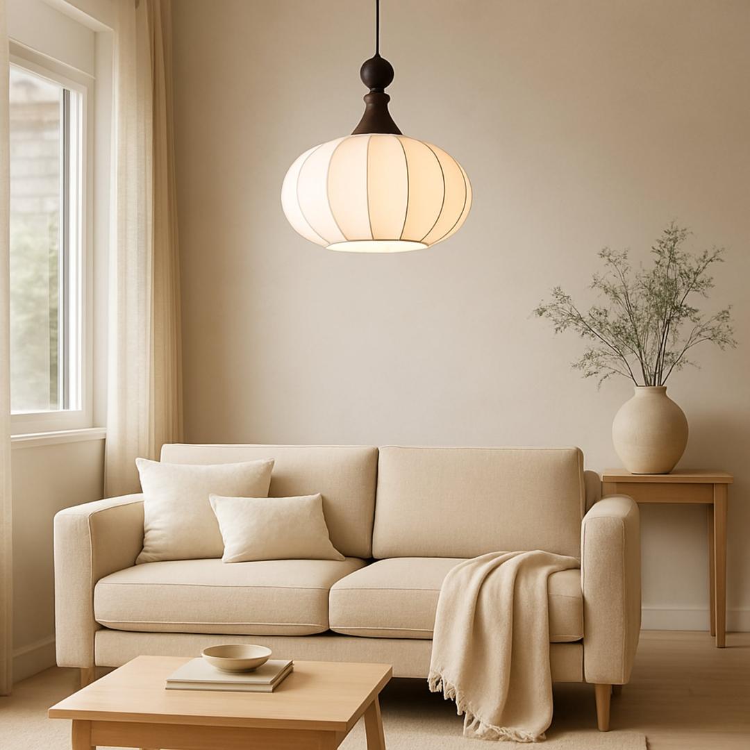 Lampa Wisząca Z Abażurem Z Tkaniny Jedwabnej | Regulowana