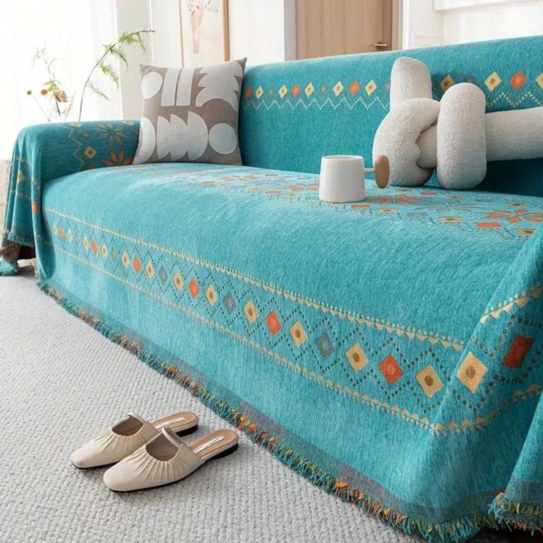 Szykowny Pokrowiec Na Sofę Boho | Z Detalami Frędzli