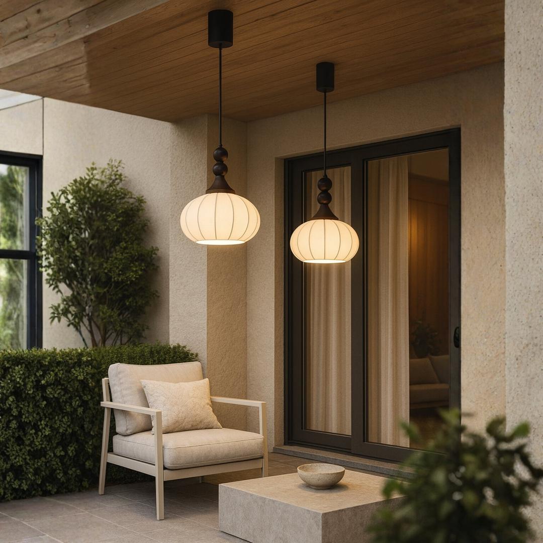 Lampa Wisząca Z Abażurem Z Tkaniny Jedwabnej | Regulowana
