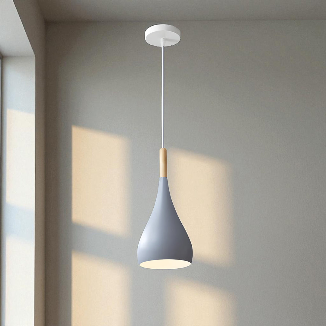 Drewniano-Żelazna Lampa Wisząca | Industrialne Oświetlenie Sufitowe