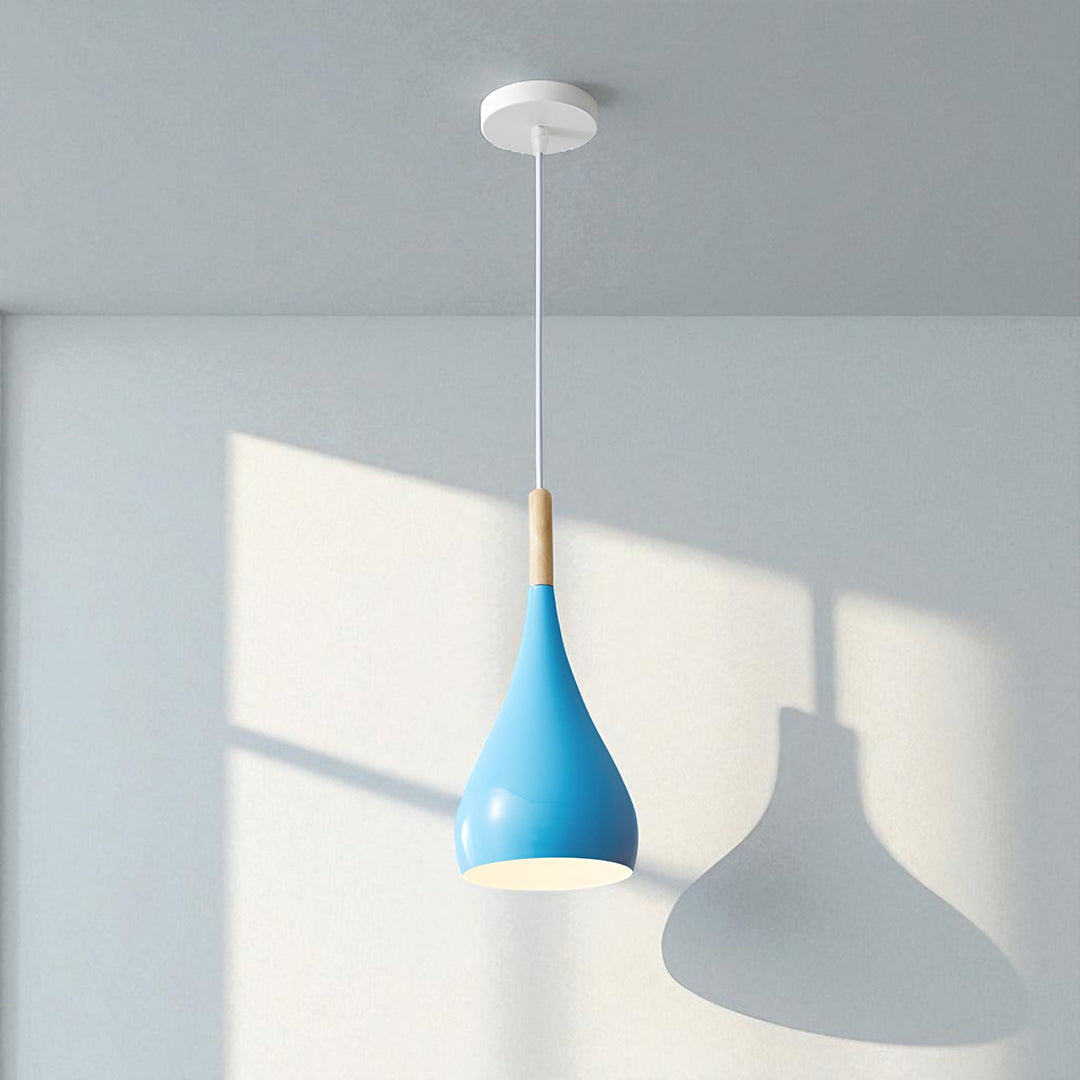 Drewniano-Żelazna Lampa Wisząca | Industrialne Oświetlenie Sufitowe