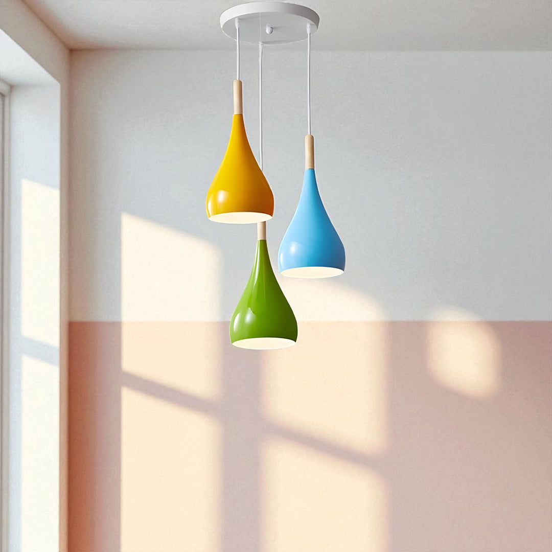 Drewniano-Żelazna Lampa Wisząca | Industrialne Oświetlenie Sufitowe