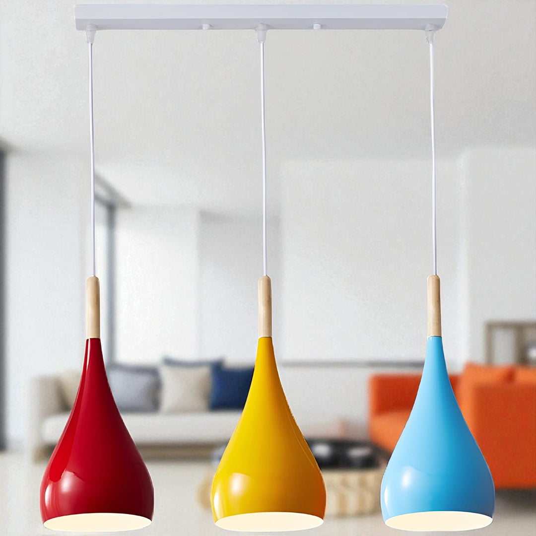 Drewniano-Żelazna Lampa Wisząca | Industrialne Oświetlenie Sufitowe