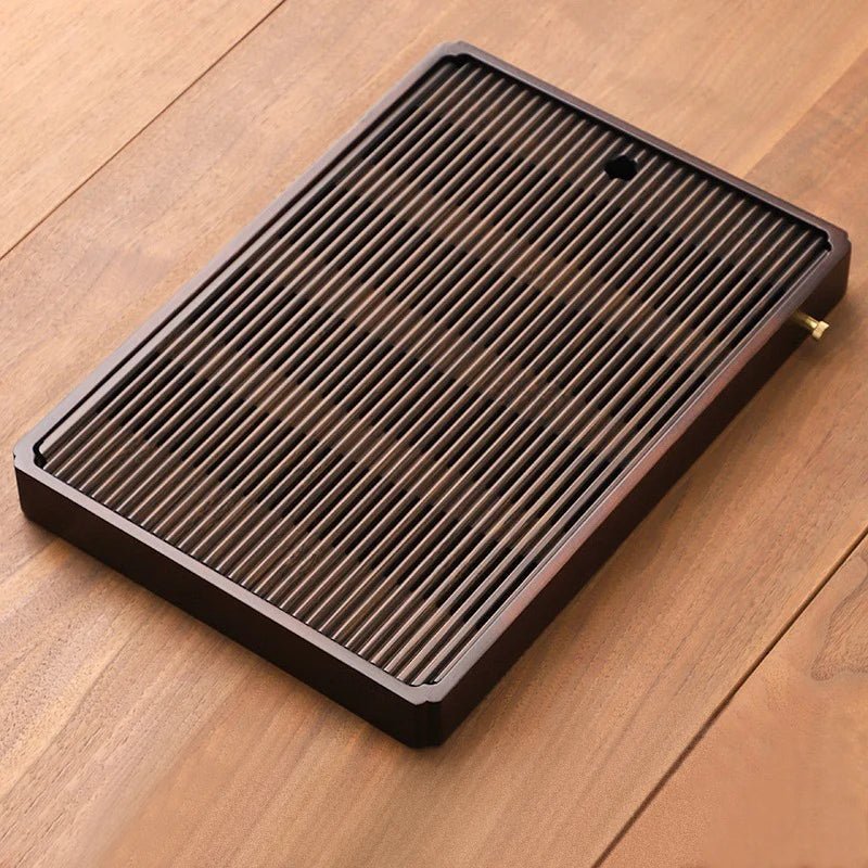 Taca do Herbaty z Bambusa 30x18 cm z Odpływem i Zbiornikiem Wody