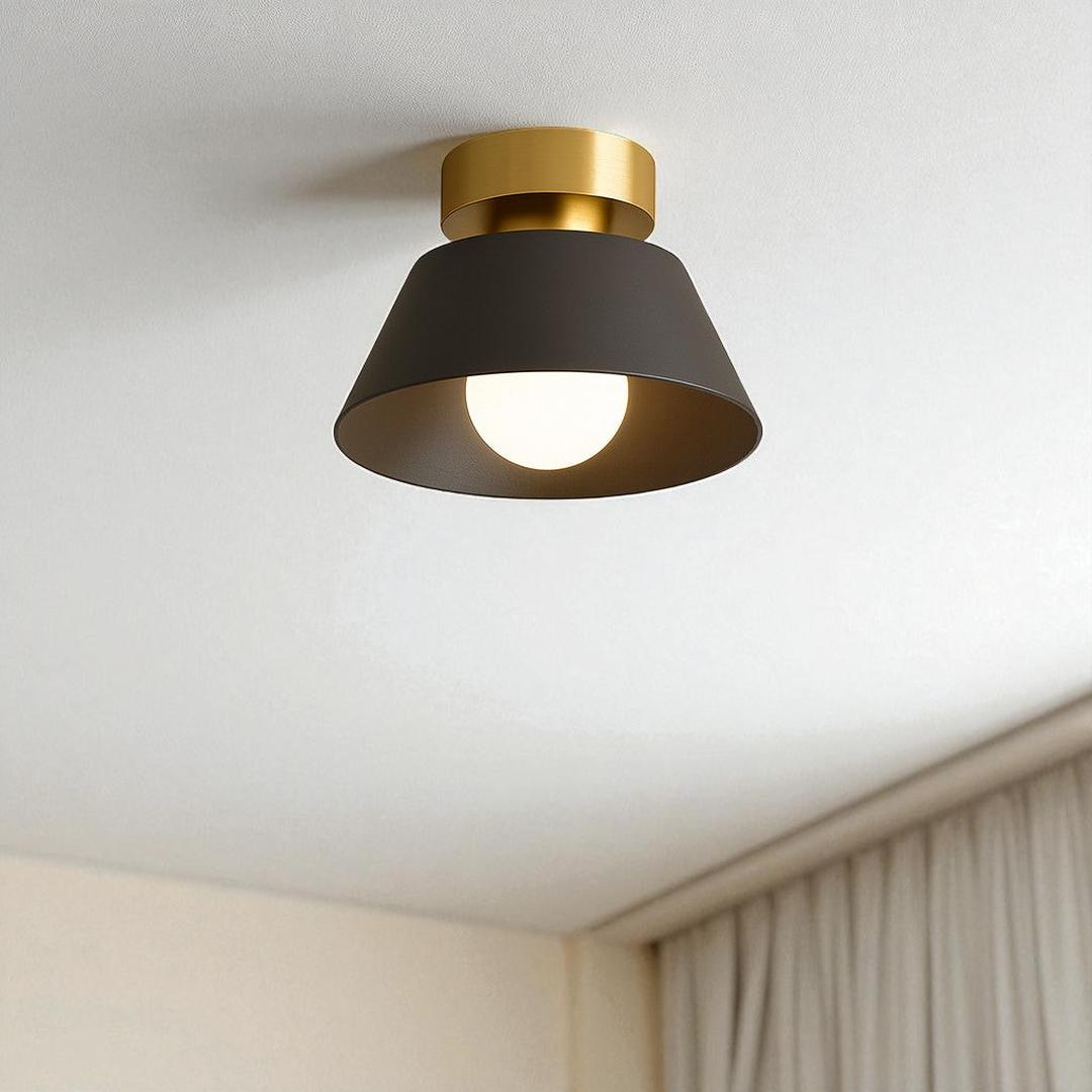 Okrągła Żelazna Lampa Sufitowa | Złota Podsufitka