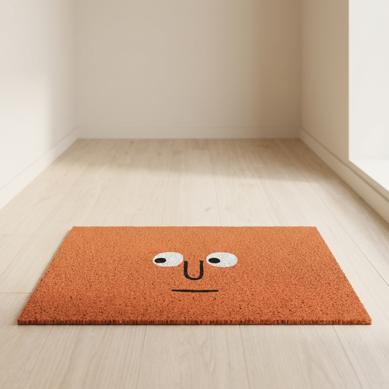 Wycieraczka Poliestrowa z Gumowym Spodem, Wzór Emoji, 60x90 cm