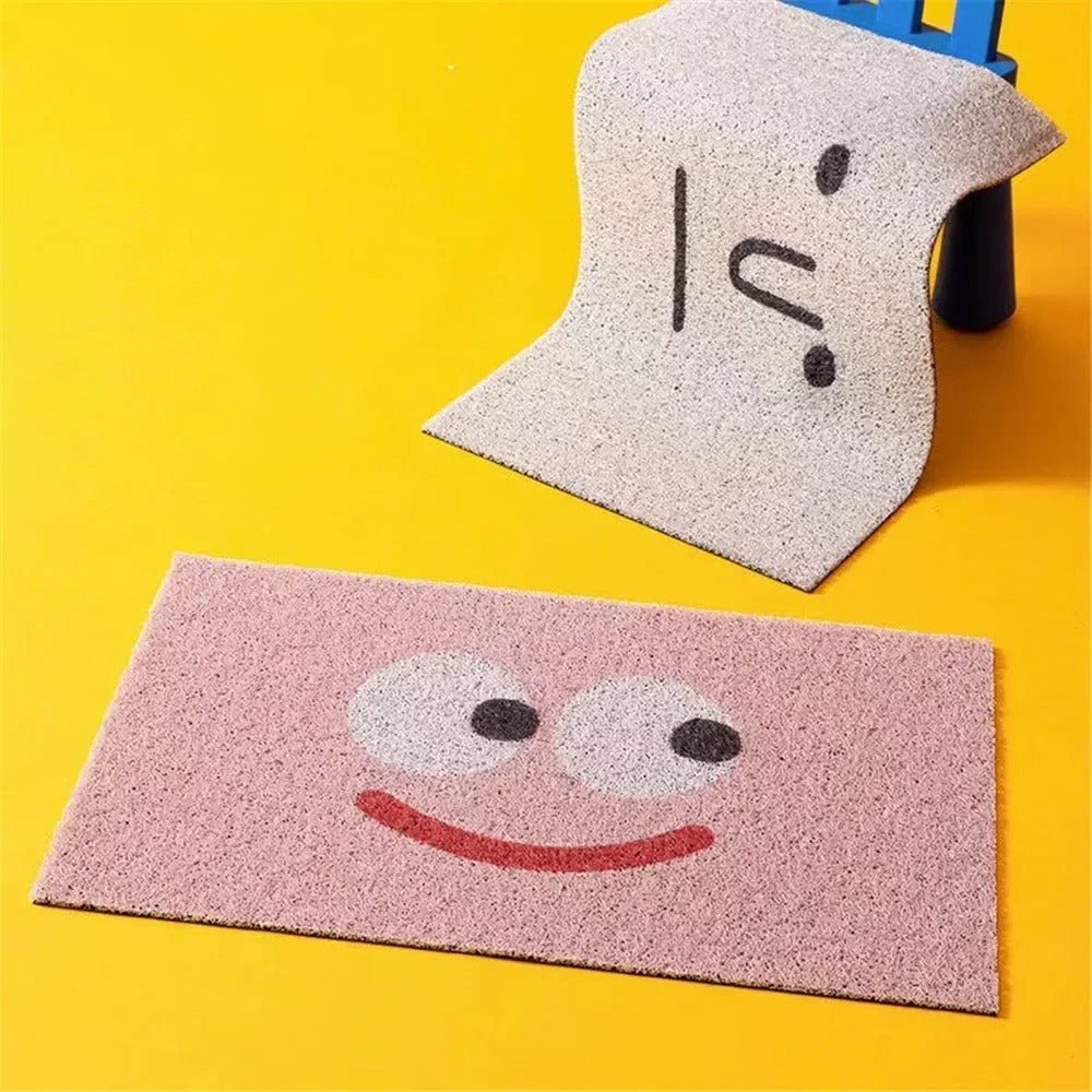 Wycieraczka Poliestrowa z Gumowym Spodem, Wzór Emoji, 60x90 cm