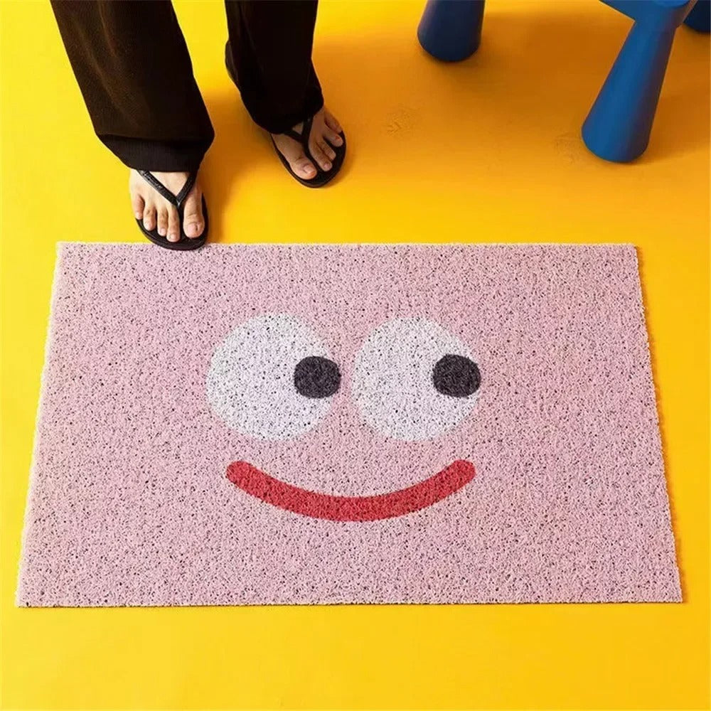 Wycieraczka Poliestrowa z Gumowym Spodem, Wzór Emoji, 60x90 cm