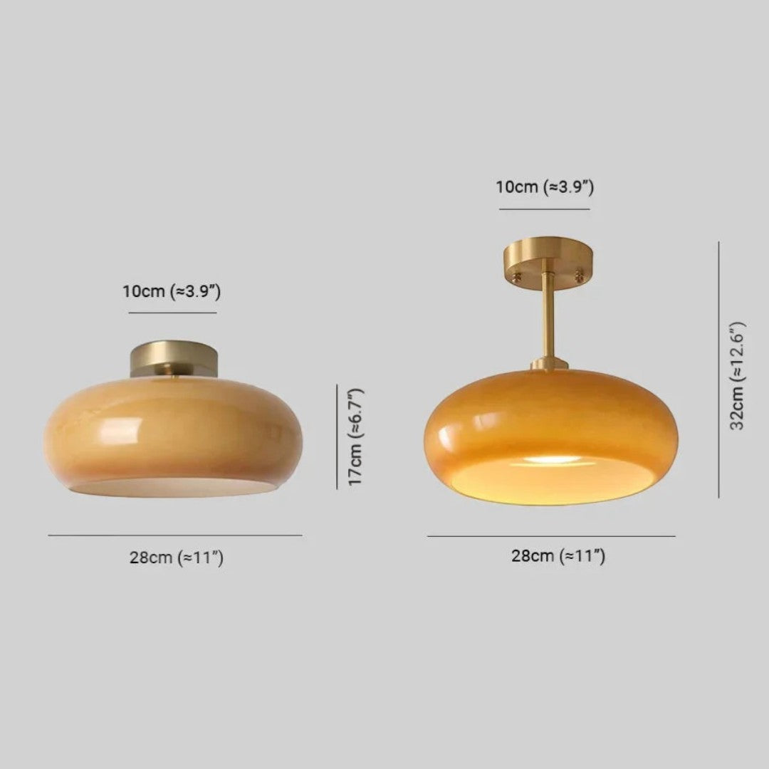 Szklana Okrągła Lampa Wisząca W Stylu Retro | Vintage