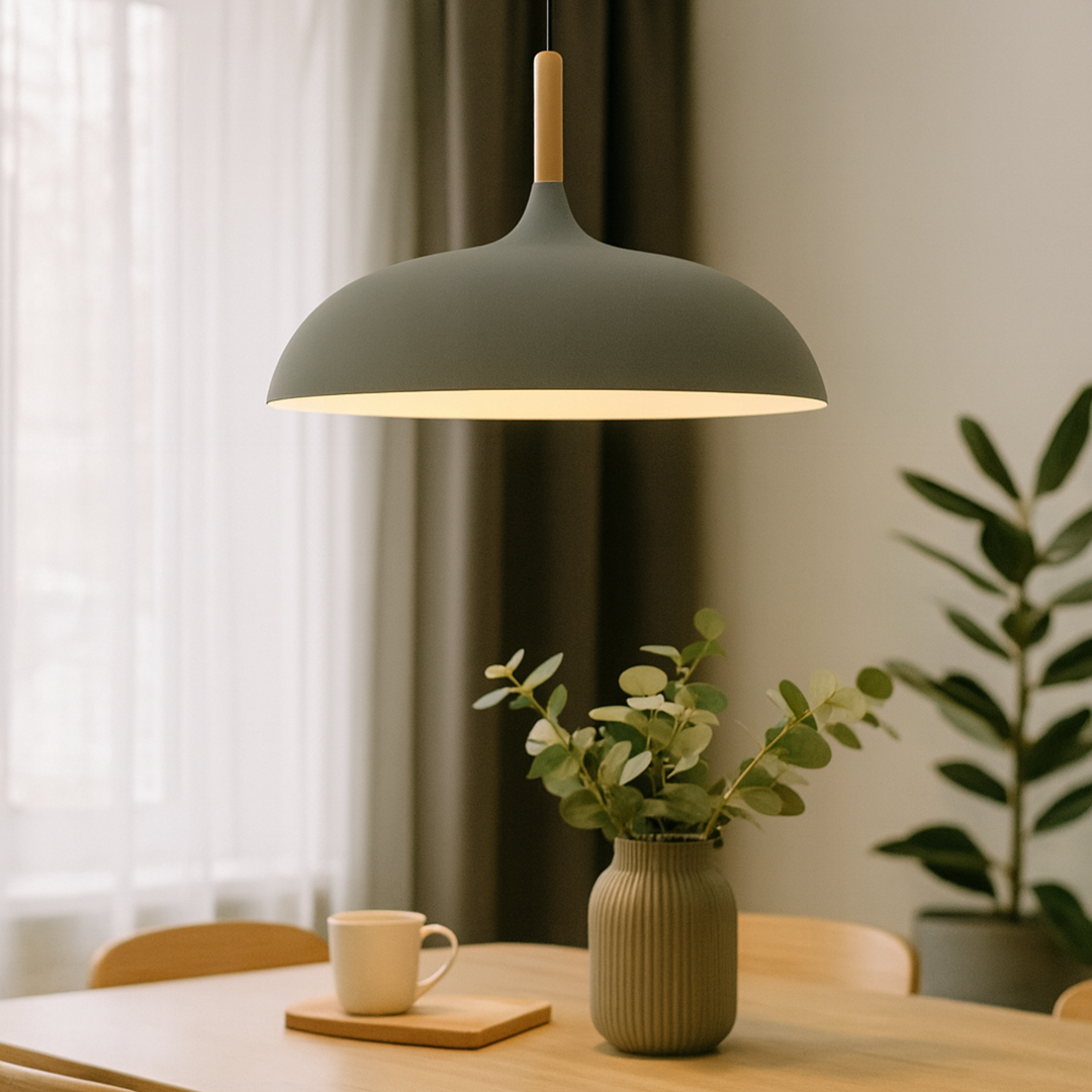 Lampa Wisząca Metal I Drewno | Pastelowa