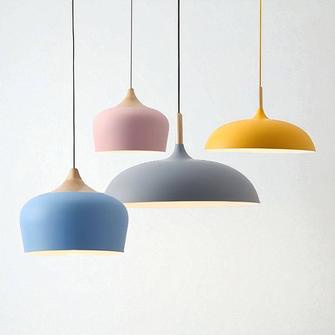 Lampa Wisząca Metal I Drewno | Pastelowa