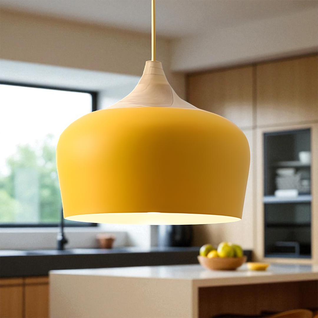 Lampa Wisząca Metal I Drewno | Pastelowa