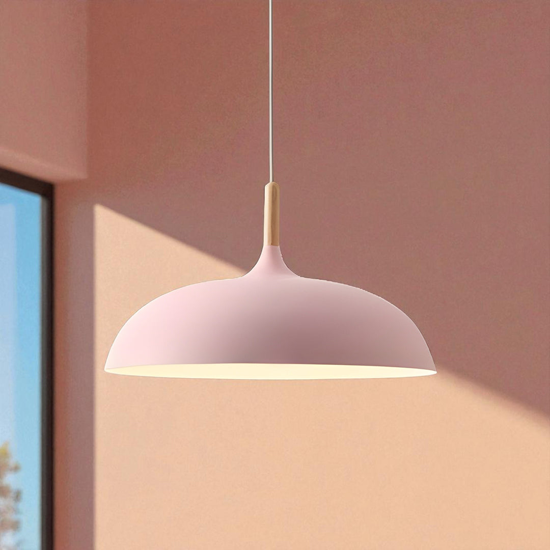 Lampa Wisząca Metal I Drewno | Pastelowa