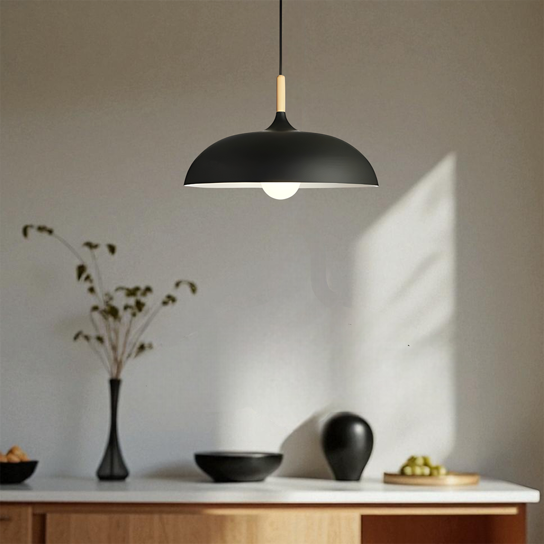 Lampa Wisząca Metal I Drewno | Pastelowa