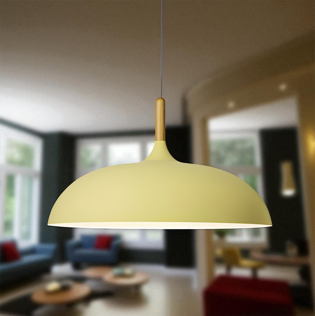 Lampa Wisząca Metal I Drewno | Pastelowa