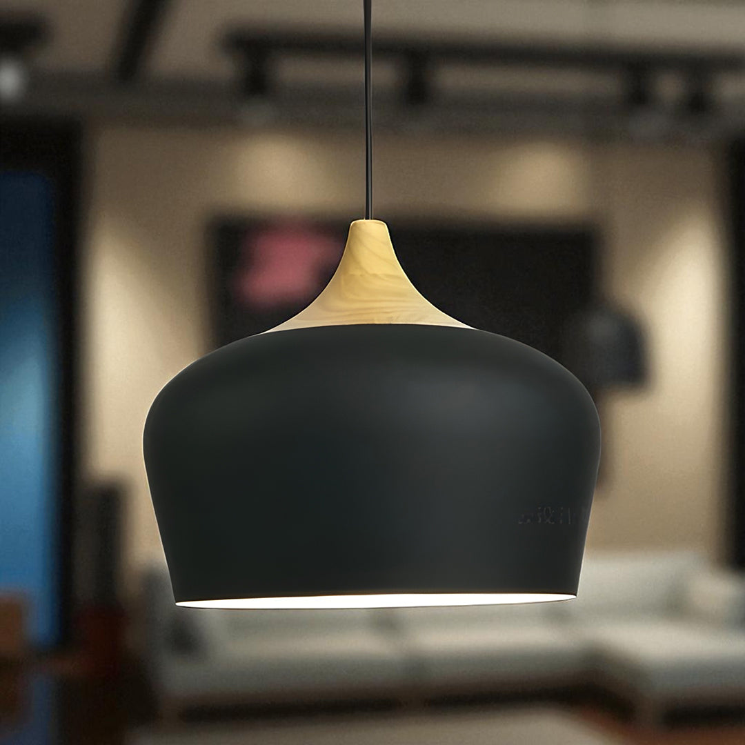 Lampa Wisząca Metal I Drewno | Pastelowa