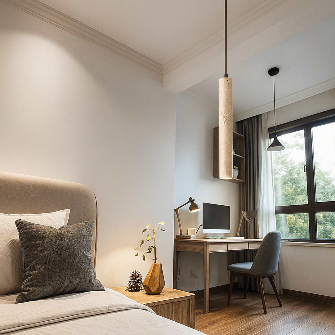 Lampa Wisząca Z Trawertynu | Regulowany Przewód