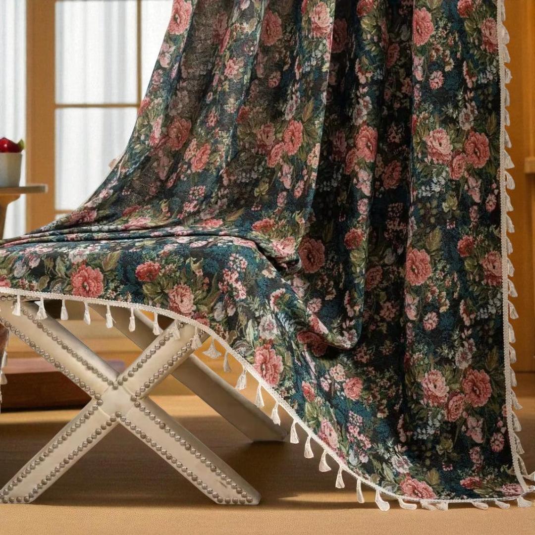Zasłona Boho-Chic Kwiatowa Z Frędzlami | Można Prać W Pralce