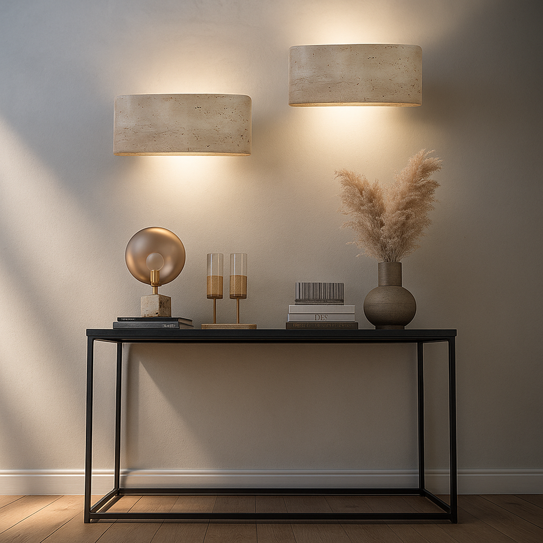 Nowoczesna Lampa Ścienna Z Trawertynu | Inspirowana Japandi