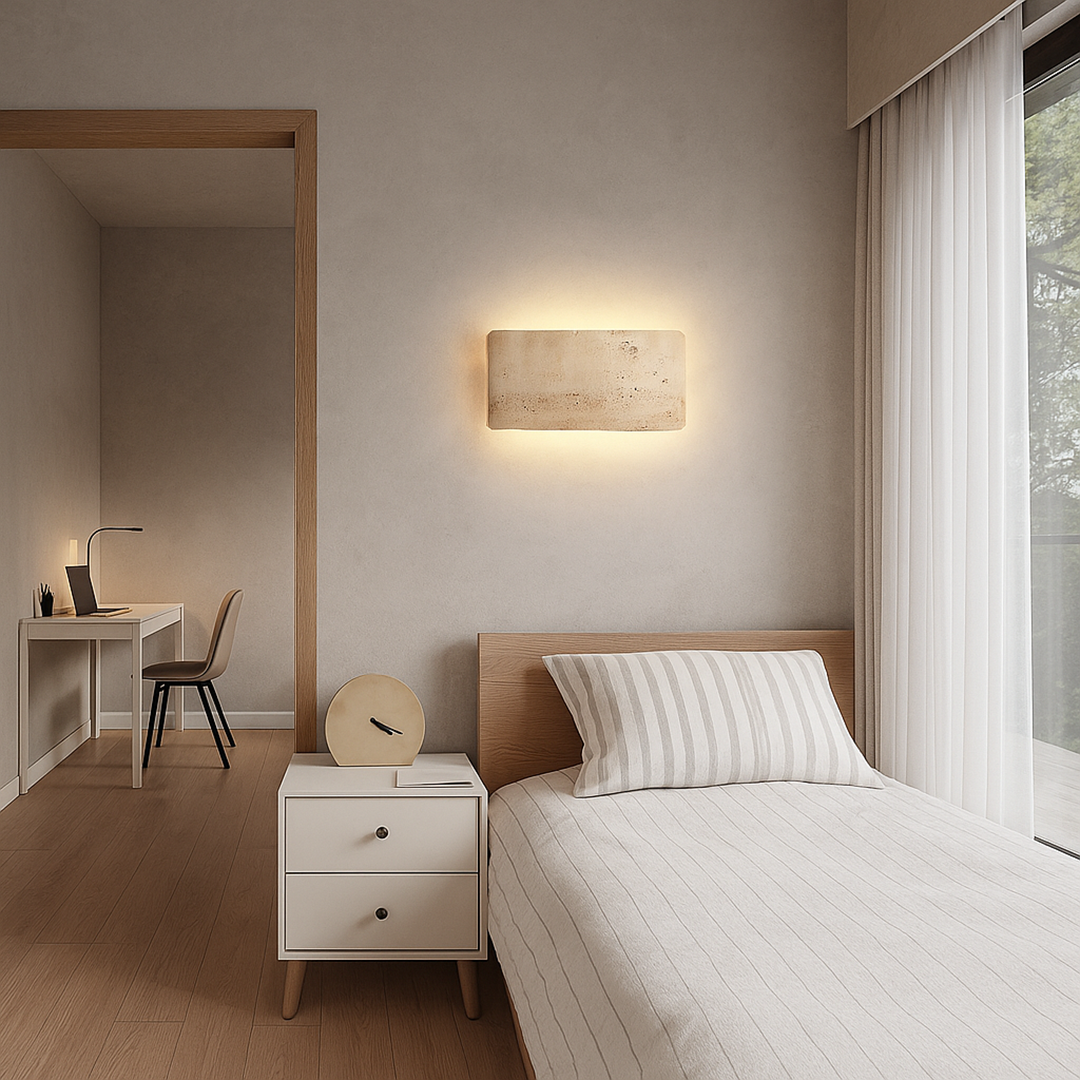 Nowoczesna Lampa Ścienna Z Trawertynu | Inspirowana Japandi
