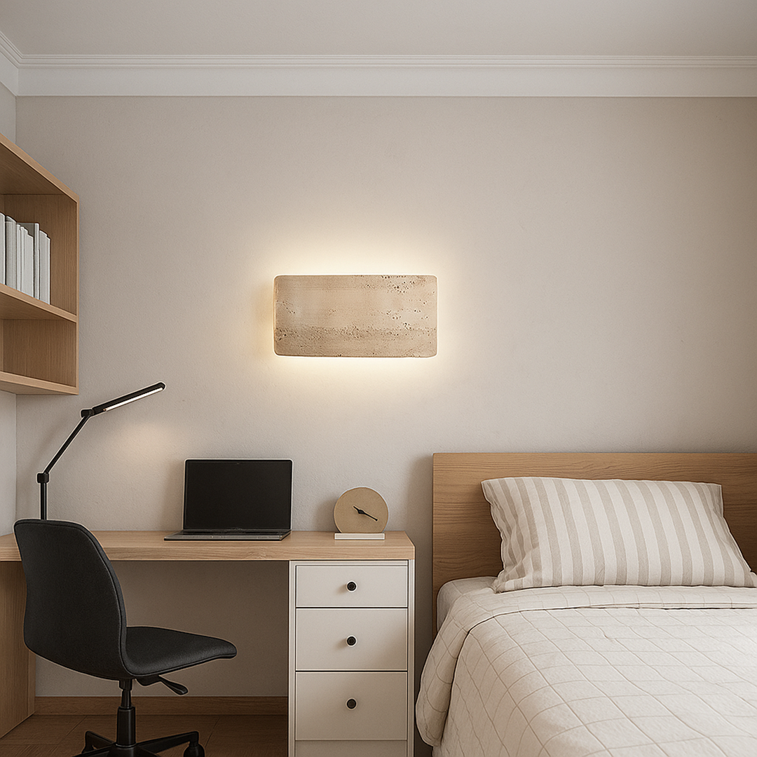 Nowoczesna Lampa Ścienna Z Trawertynu | Inspirowana Japandi