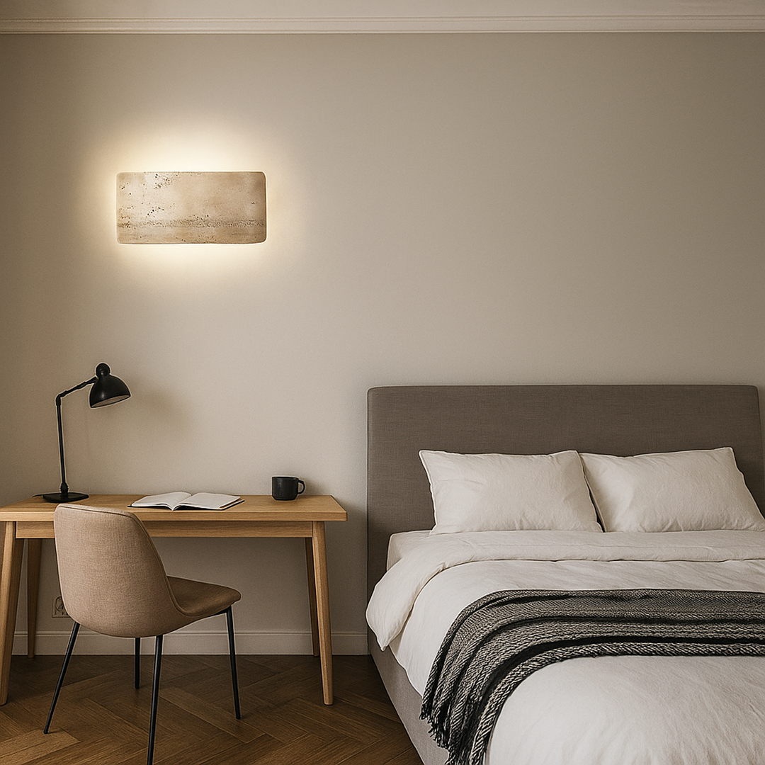 Nowoczesna Lampa Ścienna Z Trawertynu | Inspirowana Japandi