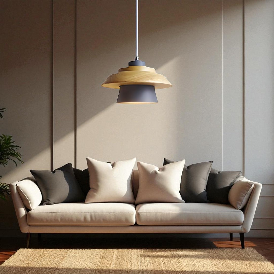 Skandynawska Minimalistyczna Lampa Wisząca | Drewniana