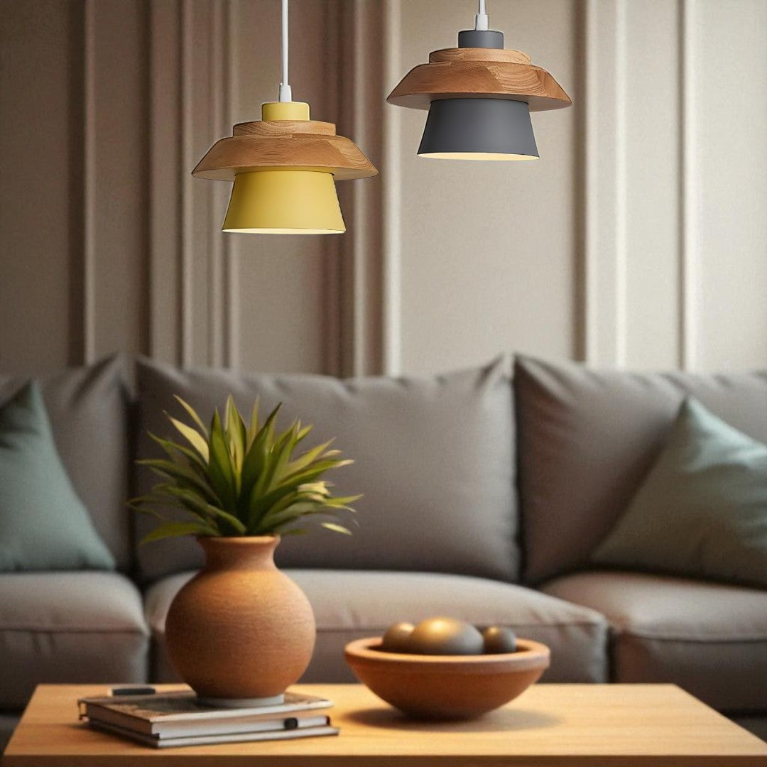 Skandynawska Minimalistyczna Lampa Wisząca | Drewniana