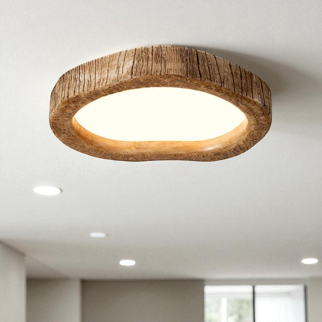 Lampa sufitowa do sypialni z drewnianą ramką | Designerska