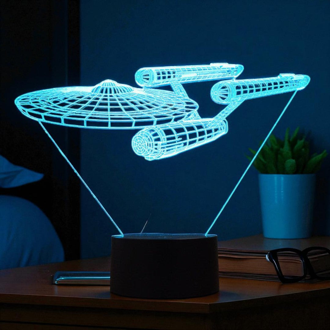 Lampa Stołowa 3D Statek Kosmiczny | Wielokolorowe Światło LED
