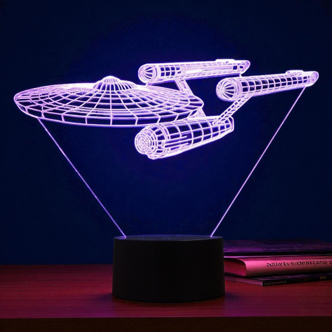 Lampa Stołowa 3D Statek Kosmiczny | Wielokolorowe Światło LED