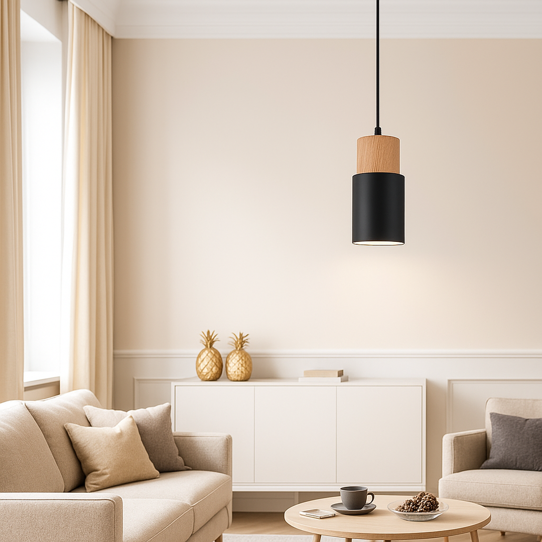 Lampa Wisząca Nordic Home | Drewniana Podstawa