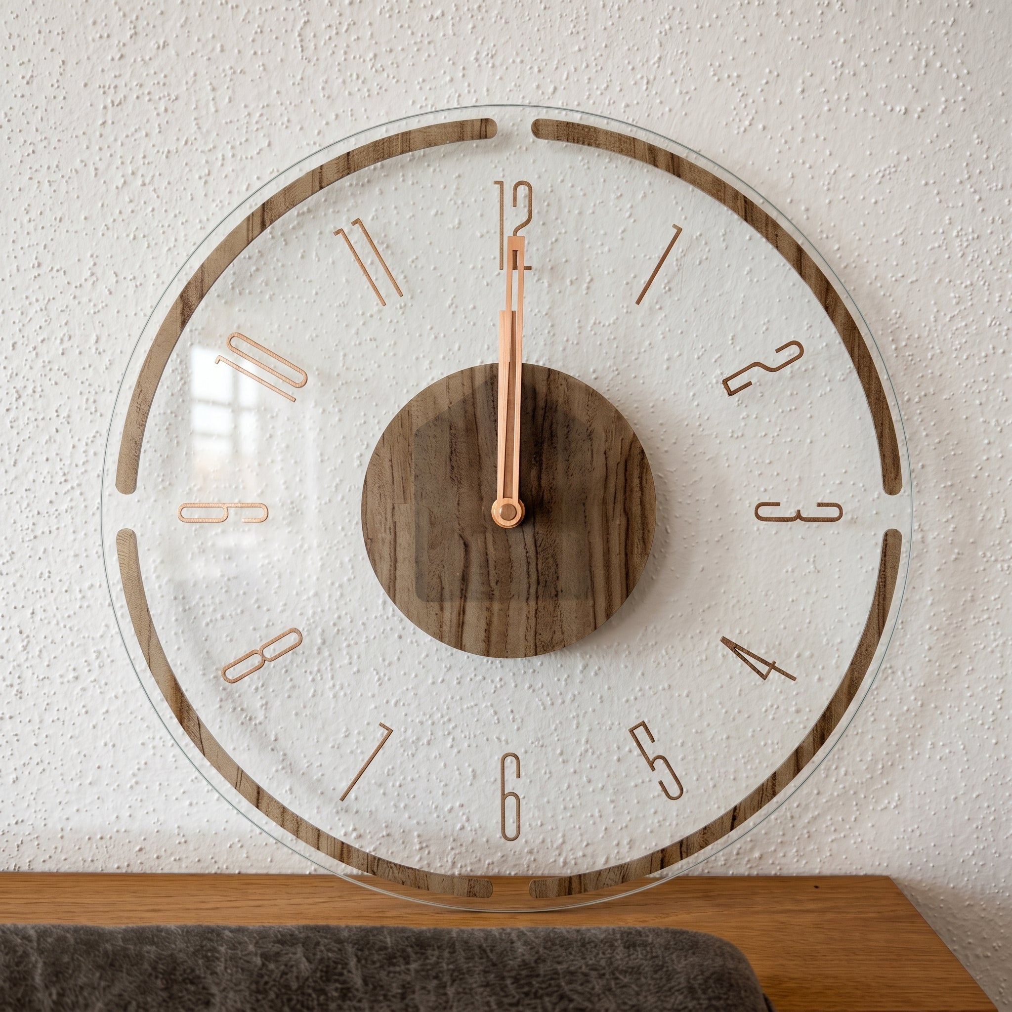 Nordycki Zegar Ścienny w Otwartej Ramie z Drewnianym Detalem, 35 cm