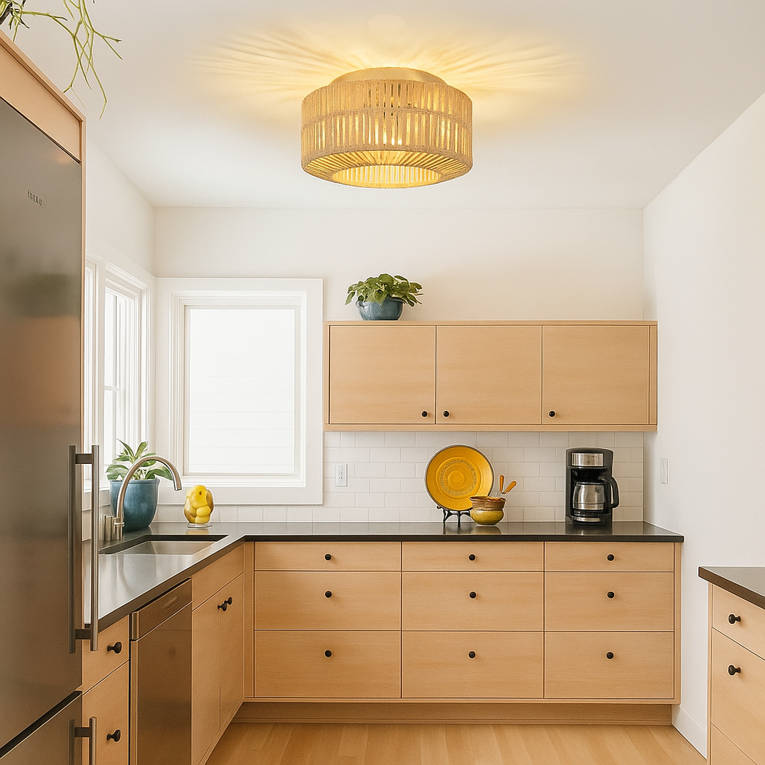 Boho Lampa Sufitowa z Rotangu – Oprawka E27 – widok produktu 2 | Nuvira Home