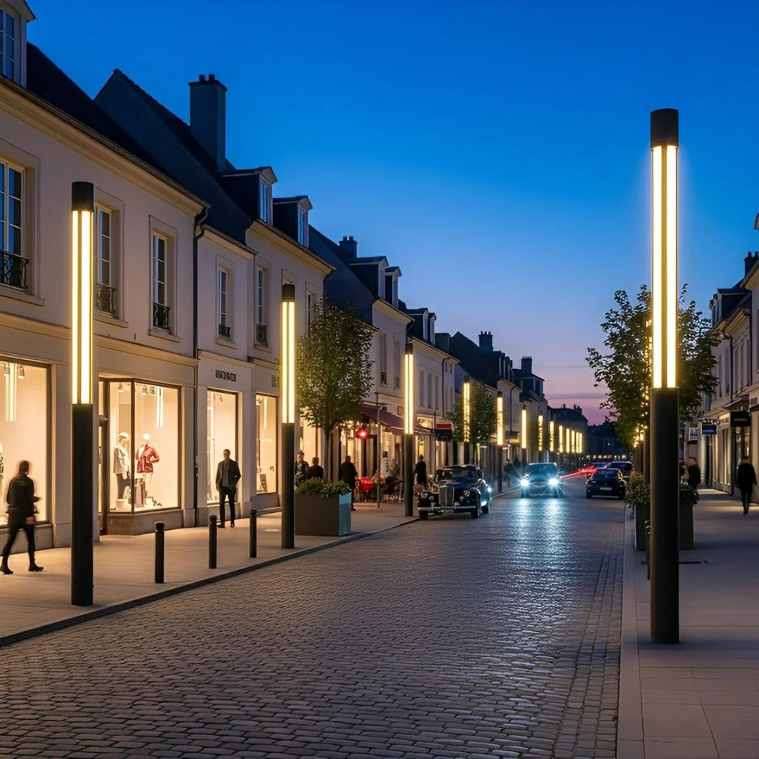 Cylindryczna ogrodowa lampa słupkowa LED – widok produktu 6 | Nuvira Home
