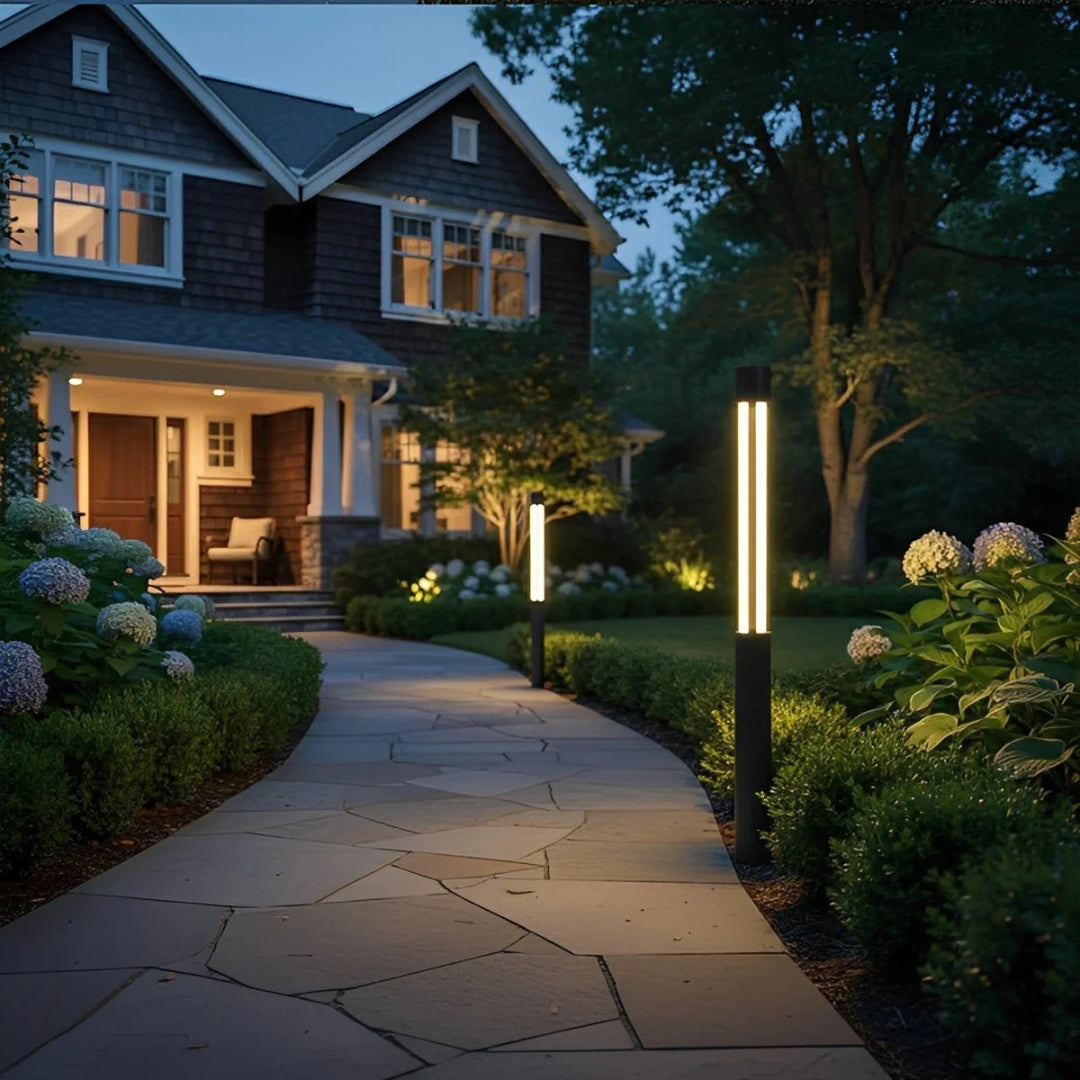 Cylindryczna ogrodowa lampa słupkowa LED – widok produktu 7 | Nuvira Home