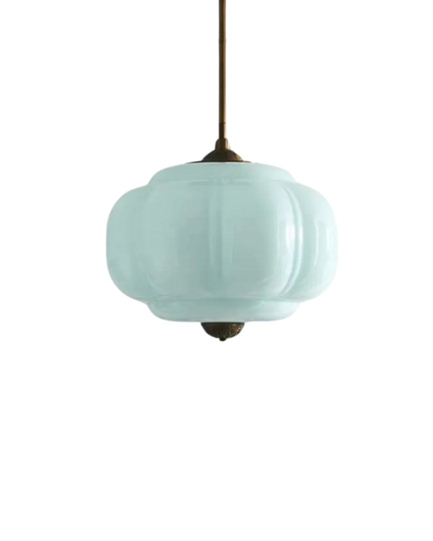 Dekoracyjna szklana lampa wisząca z detalami z mosiądzu – widok produktu 19 | Nuvira Home