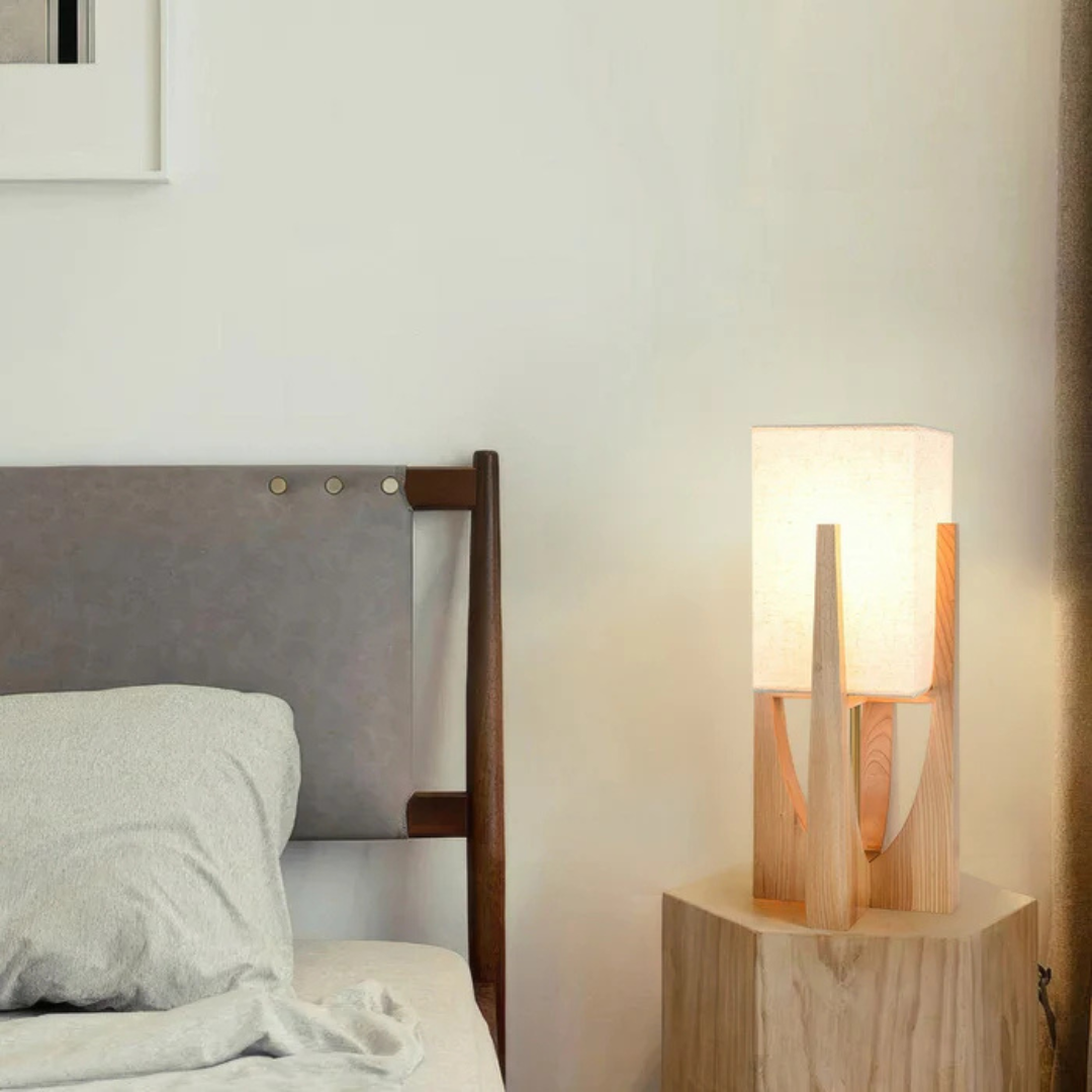 Drewniana Lampa Podłogowa – Japoński Minimalistyczny Styl – widok produktu 2 | Nuvira Home
