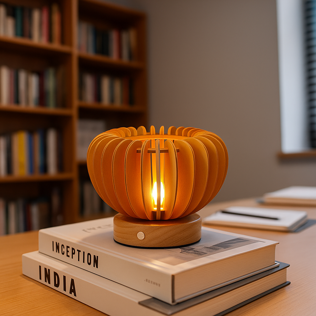 Drewniana Lampa Stołowa – Ładowalna – widok produktu 3 | Nuvira Home